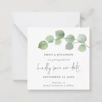 TINY SIZE | Modern Eucalyptus Script Save The Date Note Card
