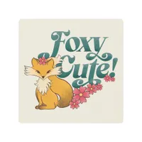 Foxy Cute with Flowers Metal Print