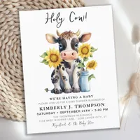 Holy Cow Sunflowers Farm Baby Shower Invitation Postcard