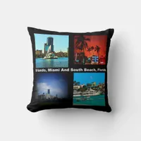 Orlando, Miami, South Beach Collage Throw Pillow