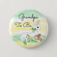 Grandpa To Be Llama with Teddy Bear Button