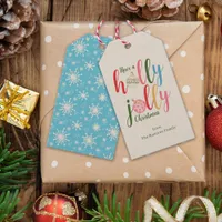 Snowflake Christmas Colorful Typography Classic  Gift Tags