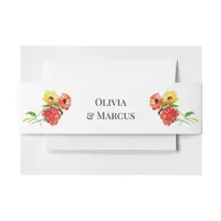 Floral Bouquets Red and Yellow Daisies Invitation Belly Band