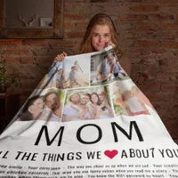 Mom Photos Things We Love About You Mother's Day Fleece Blanket