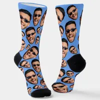 Custom Funny Face Photo All Over Socks Sky Blue