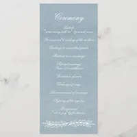 Rustic Watercolor Dusty Blue Nature Leafy Wedding Program