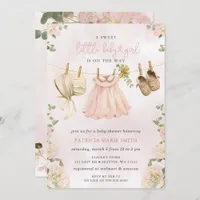 Boho Clothesline floral Girl Baby Shower Invitation