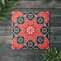 Ornate Elegant Lacy Mosaic Red Black and White Ceramic Tile