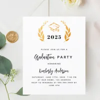 Gold laurel wreath Graduation Party invitation