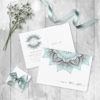 Mandala Lace Save the Date Lt. Blue ID968  Announcement Postcard