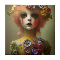 Creepy Doll - Enigmatic Doll Chronicles Ceramic Tile