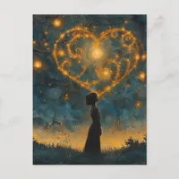 The Heart in the Sky and an Amazed Young Girl Postcard