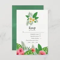 Aloha Tropical Leaves Beach Wedding RSVP