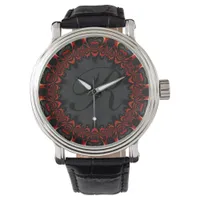 Red Black Lace Personalized Monogram Wristwatch