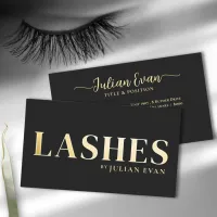 Luxe Black Gold Lash Technician Business Card