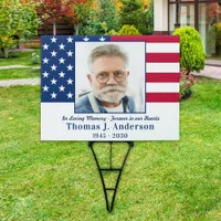 Memorial American Flag Patriotic Photo Cemetery  Sign