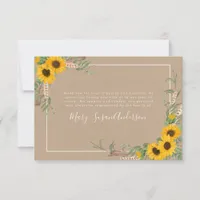 Kraft Rustic Sunflower Funeral Thank You Card