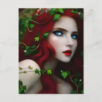 Beautiful Red Haired Goddess and Ivy Postcard