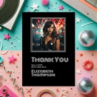 Retro Disco Graduation Photo Thank You Card