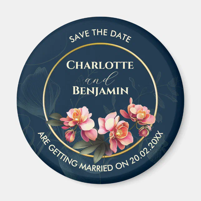 Orchid Flowers Frame | Wedding | Save The Date Magnet