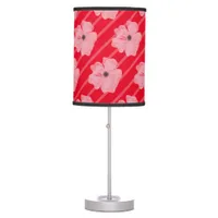 Pink Flowers And Stripes Table Lamp