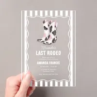 Last Rodeo Disco Cowgirl Western Bachelorette Acrylic Invitations