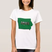 Iowa State Map Green Outline & Photo Text Women's T-Shirt