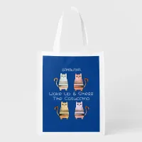 cute cats for cat lovers and coffee lovers grocery bag