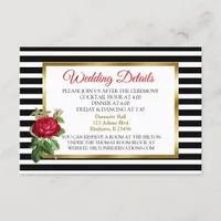 Black and White Striped Wedding Details Card