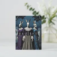 Surreal Horror Vintage Rabbit Skull Head Ladies Postcard