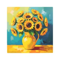 Yellow Sunflowers  in a Yellow Vase Metal Print