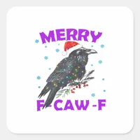 Funny Crow Christmas Classic Vintage Style Square Sticker