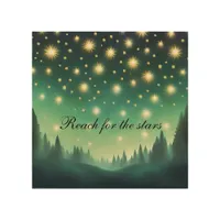 A Starry Night in Soft Green Shades Wood Wall Art