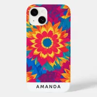 Unique Customizable Name Stylish Floral Design Case-Mate iPhone 14 Case