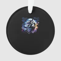 Whimsigoth Witch Flying Over Full Moon Women Kids  Ornament