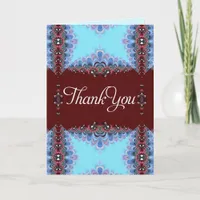 Blue Pink Sweet Country Lace Thank You Custom Card