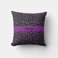 Purple Grey Cheetah Monogram Throw Pillow