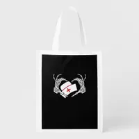 Skeleton Hand Heart Lazy - Halloween Costume Nurse Grocery Bag