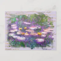 ** AR23 Monet Lily Pads Pond Vintage Handwriting Postcard