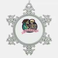 Till Death Do Us Part Valentine Art – Spooky Cute  Snowflake Pewter Christmas Ornament