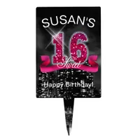 City Lights Sweet Sixteen Pink ID117 Cake Topper