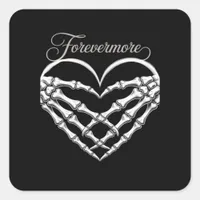 Forevermore Skeleton Hands Heart Gothic Romance Square Sticker