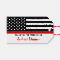 Thin Red Line Fireman Firefighter Graduation Gift Tags