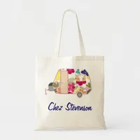 Personalized Retro Art Caravan Owners Canvas Bags