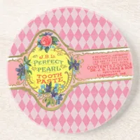 Vintage Pink Toothpaste Ad Sandstone Coaster