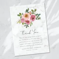 Pink Roses Floral Sympathy Funeral Thank You Card