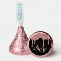 Black Rose Gold Sparkle Glitter Drips Monogram Hershey®'s Kisses®