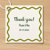 Handwritten Cool Wavy Border Thank You Wedding  Favor Tags
