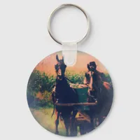 Amish Horse Team Keychain