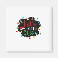 Let's Get Lit Christmas Drinking Lights Santa Esse Magnet
